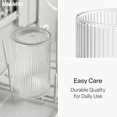 MIAMIO - Drinking Glasses Set of 8 / Water Glasses (9.5 oz) - Senita | Glass drinkware for water, juice, matcha and cocktails, drinking glass set for everyday use at home - dishwasher safe