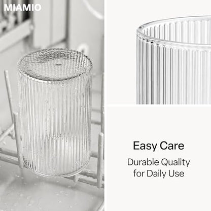 MIAMIO - Drinking Glasses Set of 8 / Water Glasses (9.5 oz) - Senita | Glass drinkware for water, juice, matcha and cocktails, drinking glass set for everyday use at home - dishwasher safe