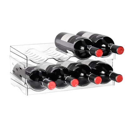 BoxedHome Plastic Water Bottle Organizer and Wine Rack Storage Holder for Inside Cabinet, Kitchen Countertop, Table Top, Pantry, Bars, Cabinets, Fridge - Clear (2 Tier 8 Containers) - size: 2Tier 8Bottles