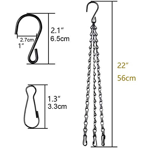4pcs 22 inch Black Hanging Basket Chain with Hooks Flower Plant Pot Replacement Chain Hanger for Bird Feeders,Planters,Lanterns and Ornaments - size: 22 inch (4pcs)