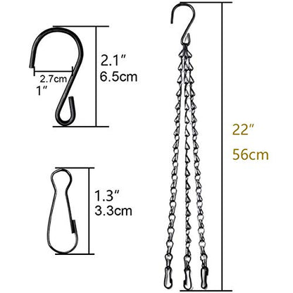 4pcs 22 inch Black Hanging Basket Chain with Hooks Flower Plant Pot Replacement Chain Hanger for Bird Feeders,Planters,Lanterns and Ornaments - size: 22 inch (4pcs)