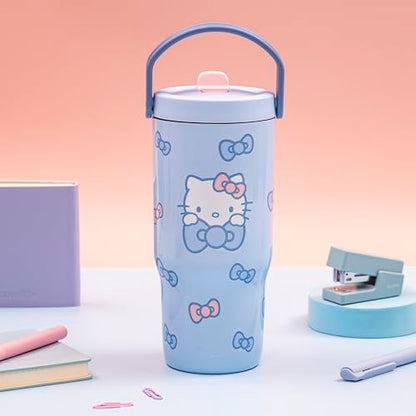 Zak Designs Hello Kitty Siply 20oz Leak-Proof Straw Insulated Tumbler | BPA Free, Stainless Steel, Handle, Cupholder Friendly, Dishwasher Safe, Kids Water Bottle, Reuseable For School, Home, Travel - color: Hello Kitty