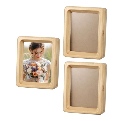 uxcell 3 x 4inch Natural Wood Photo Frames, 3pcs Mini Wooden Finish Picture Frame Tabletop Photo Frame with Mat for Desktop Display Wall Mounting, Wood color - color: Wood color, size: 3 x 4inch