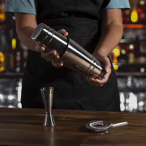 Premium 4-Piece Boston Cocktail Shaker Set w/Hawthorne Strainer & Japanese Jigger, Stainless Steel 304- Weighted Cocktail Set - Boston Shaker Set - Bartender Shaker - Shaker for Cocktails
