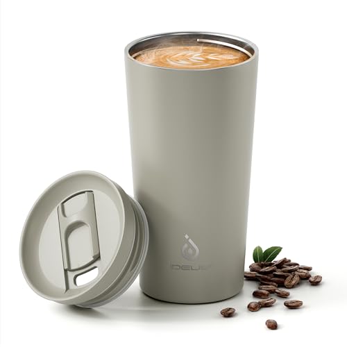 Ideus 17 oz Travel Coffee Mug, Double Wall Vacuum Stainless Steel Insulated Coffee Tumbler With Lid, Splash-Proof & Cup Holder Friendly, Keeps Drinks Hot/Cold, Dishwasher Safe, Celadon - color: Celadon