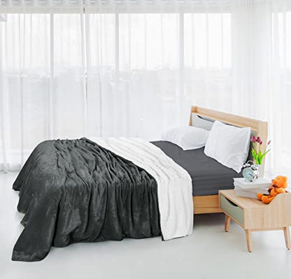 Utopia Bedding Sherpa Blanket Twin Size (Grey, 90x66 Inches) - Soft Lightweight Plush Fleece Reversible Blanket for Bed, Sofa, Couch, Camping and Travel - color: Grey, size: Twin (90x66 Inch)