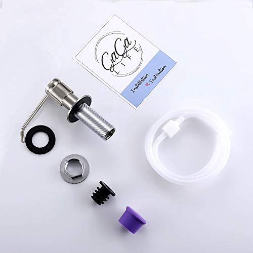 Soap Dispenser for Kitchen Sink (Brushed Nickel) and Extension Tube Kit, Complete Brass Head, 40" Silicone Tube Connect to The Soap Bottle Directly, Say Goodbye to Frequent Refills - color: Brushed Nickel