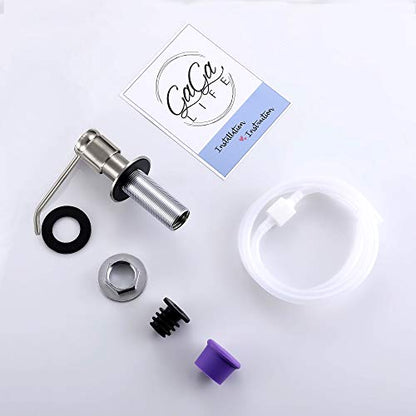 Soap Dispenser for Kitchen Sink (Brushed Nickel) and Extension Tube Kit, Complete Brass Head, 40" Silicone Tube Connect to The Soap Bottle Directly, Say Goodbye to Frequent Refills - color: Brushed Nickel