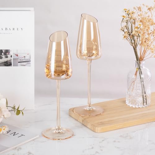 KAMMAK Crystal Red Wine Glasses Set of 2, 7.44 oz Stemmed Glasses, XH016 | Hand Blown, Bordeaux Wine Glasses, Thin Rim & Long Stem, Red & White, Daily Use, Wedding or Birthday Gift for Women - size: 8KPXH016