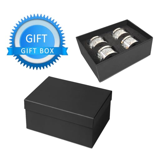 Silver Diamond Napkin Rings (Silver 4 Pack) | Crystal Glass Napkin Holder Glam Crushed Diamond Table Settings Bling Serviette Buckles Cloth Holder - color: Silver 4 Pack