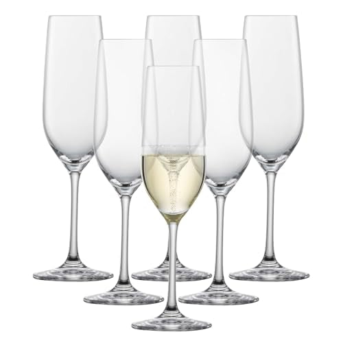 SCHOTT ZWIESEL Forté Champagne Flute (Set of 6), Champagne Glasses with Effervescence Point, Dishwasher-Safe Machine-Made Tritan Crystal Glasses, Made in Germany (8 Ounce) - color: Clear - Champagne Flute, size: 7.7 Ounces