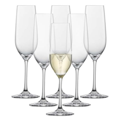 SCHOTT ZWIESEL Forté Champagne Flute (Set of 6), Champagne Glasses with Effervescence Point, Dishwasher-Safe Machine-Made Tritan Crystal Glasses, Made in Germany (8 Ounce) - color: Clear - Champagne Flute, size: 7.7 Ounces