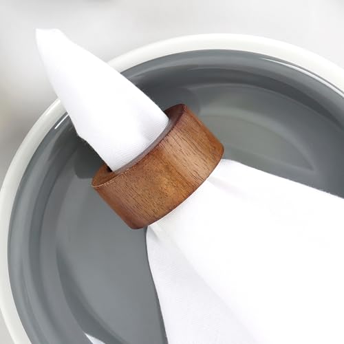 ALPHA Living HOME Handmade Wood Napkin Rings Set of 12 - Dining Table Napkin Holder, Classic Everyday Use Thanksgiving, Christmas Napkin Rings Buckles, Festive Party Gift (Brown) - color: Natural Tone, size: 12- Pack