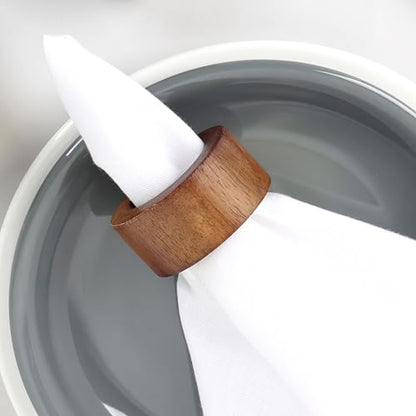 ALPHA Living HOME Handmade Wood Napkin Rings Set of 12 - Dining Table Napkin Holder, Classic Everyday Use Thanksgiving, Christmas Napkin Rings Buckles, Festive Party Gift (Brown) - color: Natural Tone, size: 12- Pack