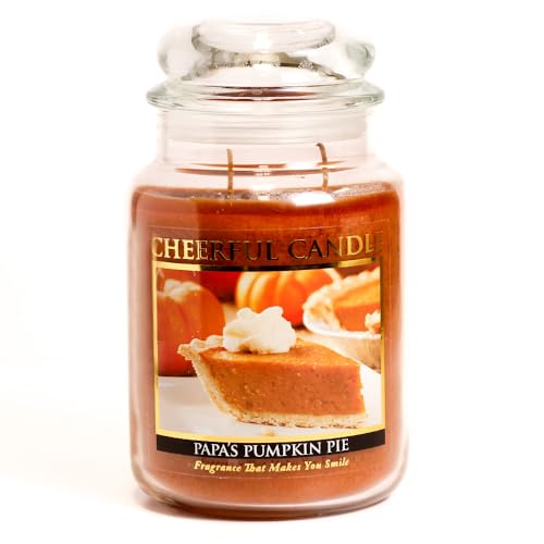 A Cheerful Giver - Papa's Pumpkin Pie Scented Glass Jar Candle (24 oz) with Lid & True to Life Fragrance Made in USA - size: 24oz