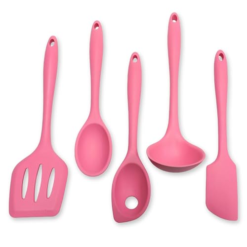 Chef Craft - Premium Silicone Kitchen Tools and Utensils Set, Non-Scratch, Withstands Temperatures up to 450°F, BPA-Free, 5 Piece Cooking Utensils Set, Pink - color: Pink, size: 5 Piece Set