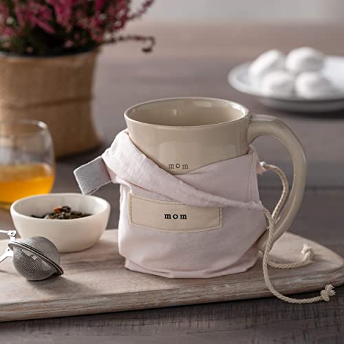 DEMDACO Warm Heart Ivory Stoneware Mom Heart Mug, Hand-Thrown | Meaningful Coffee Mug for Cherished Relationship Reminders, Curved Handle, Comfy Grip, Microwave-Safe, 16 Ounces - style: Mom