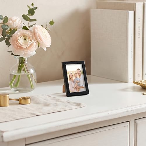 Americanflat 2x3 Picture Frame - Slim Molding - Black | Wall or tabletop display with included easel, secure turn-tab backing, fits photos, posters and art - color: Black, size: 2x3