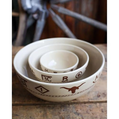 Branded 3 pc Ceramic ern Serving and Mixing Bowl Set