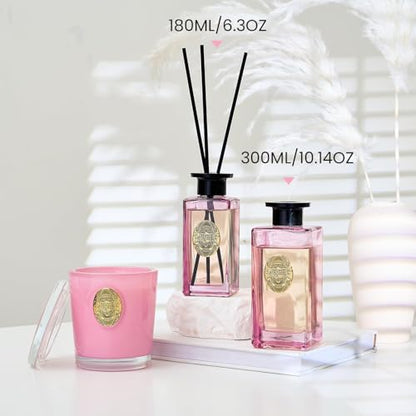 M&SENSE 6.3 oz Large Reed Diffuser Set | Ginger & Ylang Ylang Scent Oil Diffuser with Sticks | Hotel Collection Non-Toxic Essential Oil |for Bedroom Bathroom Living Room - color: Ginger & Ylang Ylang, size: 180ml