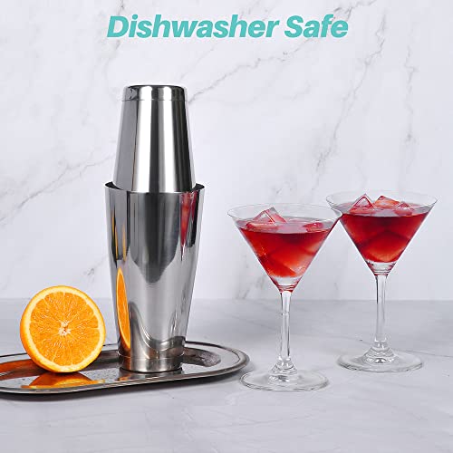 Cocktail Shaker Tins Set Stainless Steel, Pro Bar Style Boston Shakers Bartending, Two Piece Martini Shaker Cup Drink Mixer for Bartender – Silver Bar Tools Weighted Metal Shaking Tin