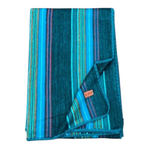 Alpaca Wool Throw Blanket 65 X 45 Inches | Large Warm Ultra-Soft Blanket | Hypoallergenic, Breathable, Non-Itchy Alpaca Wool Fabric | (Turquoise Green, - color: Turquoise Green, size: Throw (48" x 65")