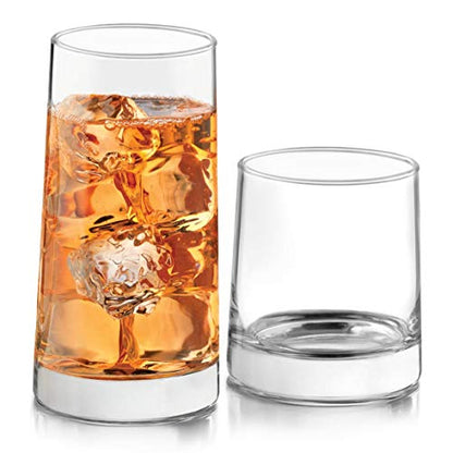 Libbey Cabos 16-Piece Rocks and Tumbler Glasses Set, Angled Glass Cups Set for Water, Juices, and More, Dishwasher-Safe Modern Glassware - color: 08 - Cabos