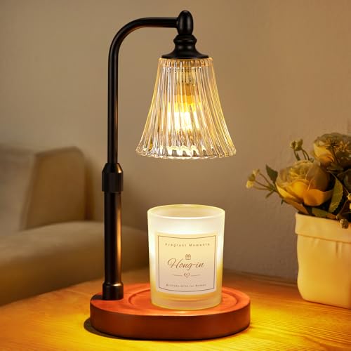 Black Walnut Candle Warmer Lamp with Timer Dimmable,Birthday Gifts for Women,Adjustable Height Wax Melt Warmer for Jar Candles,House Warming Gifts New Home,Ideal for Office,Dorm,Bedroom Home Decor - color: Black Walunt