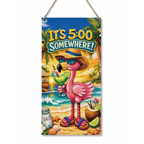 Summer Sign Home Decorative, It's 5:00 Somewhere Wooden Hanging Sign, Printed Wood Wall Art Signs, Beach House Front Door Decor for Porch, Patio, Entryway, Kitchen or Home Bar - color: Style 20