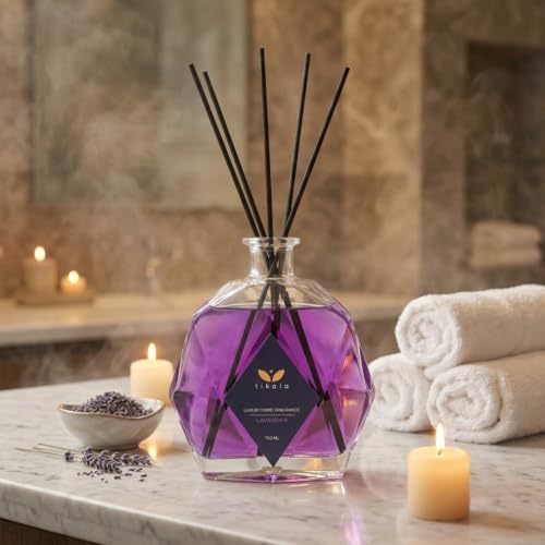 Home Fragrance Luxury Reed Diffuser with Lavender Scent 23.67 fl oz | Crystal Glass Bottle Home Fragrance for Living Room, Bathroom & Office