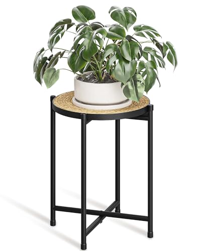 Bamworld Indoor Plant Stand Tall Plant Table Corner Plant Stool Boho Small Plant Holder Single Flower Stand for Large Plants Decor Pot Stand for Living Room Bedroom Balcony | Small Plant Holder Single Plant Riser Black Flower Stand for Large Plants Decor