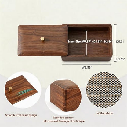 Wooden Storage Box Walnut small wood box with lid - Decorative Boxes for Crafts, Sewing, Keepsake, Memory