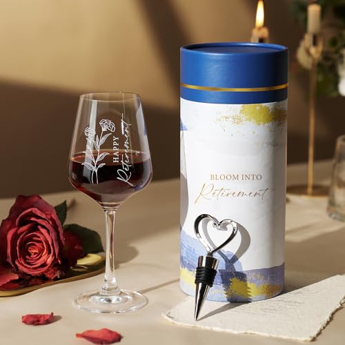 AW BRIDAL Happy Retirement Wine Glass Gifts for Women or Men 2026, Cool Retired Gift for Wine Lover Woman, Family, Friend, Coworker, Nurse and Teacher, Leaving and Farewell Party Decorations Ideas - style: Happy Retirement