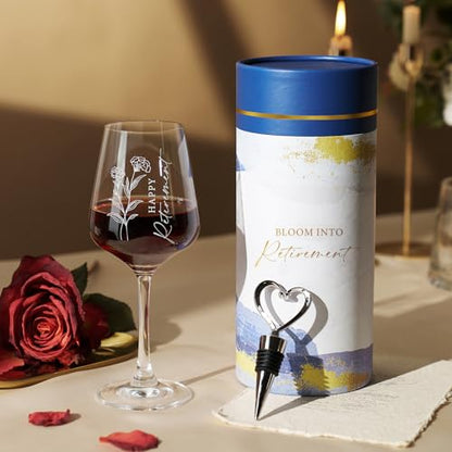 AW BRIDAL Happy Retirement Wine Glass Gifts for Women or Men 2026, Cool Retired Gift for Wine Lover Woman, Family, Friend, Coworker, Nurse and Teacher, Leaving and Farewell Party Decorations Ideas - style: Happy Retirement