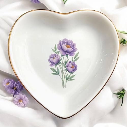 Birth Month Flower Ring Jewelry Dish Tray-Floral Ring Holder for Hippie,Nature,Pace-Birthday Gifts for Mom,Mother-in-law,Step Mom,Aunt,Grandma,Sister,Friends (11 - November (Peony)) - style: 11 - November (Peony)