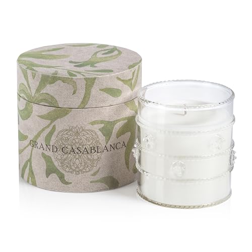 Zodax Grand Casablanca Scented Jar Candle, 6.5 oz - Water Lotus | Decorative glass jar candle, Clean aquatic floral and herbal scent, 40 hours burn time, Gift box included - size: 6.5 oz/ 1 pack