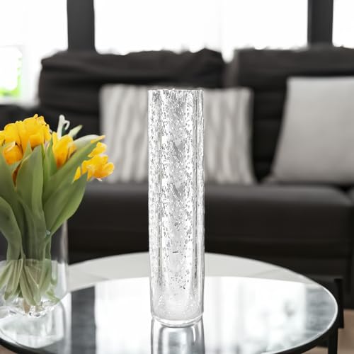 WGVI Hurricane Candle Holder Sleeve, W: 2.5", Ht: 14", Silver Speckled Glass Cylinder Open Both Ends, Chimney Tube Shade, 2 Pieces - color: Silver Speckle, size: 2.5x14"H