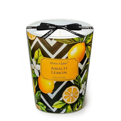 HomeLights Large jar Candle | 1-Wick Long-Lasting Scented Candles, 6.7oz Natural Soy Wax Candle for Home Scented, Eclectic Mixed Styles Gifts for Women & Men, Amalfi Lemon - color: Amalfi Lemon
