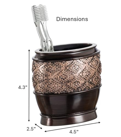 Creative Scents Dublin Brown Toothbrush Holders for Bathrooms Set of 2 - Bathroom Toothbrush Holder Set - Electric Tooth Brush and Toothpaste Organizer - Brown Bathroom Accessories Set Decor - style: Toothbrush Holder Set