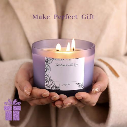 6 Pack Glass Candle Jars with Lids (16oz, Frosted Purple) - Large Candle Jars for 3 Wick Candles Making - Empty Candle Jars Containers - Candle Making Accessories include 16Pcs Candle Labels - color: Frosted Purple