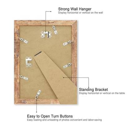iRahmen 7x10 Picture Frame - High Definition Real Glass Wooden Photo Frames for Tabletop Display and Wall Mounting (Rustic Brown, Set of 2) - color: Rustic Brown, size: 7X10