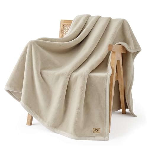 UGG Coco Throw Blanket, Luxury Fleece Sofa Blanket, 50" x 70", Ivory | Oversized Throw, Made for Sofa and Bed, Hypoallergenic Comfort, Room Decor, All Season Bedding, Living Room Decor - color: Ivory, size: Throw