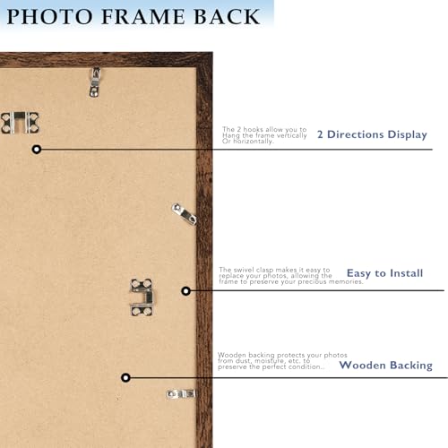 9x9 Picture Frame with 7x7 Mat Deep Brown, Display 7x7 with Mat or 9x9 Without Mat, Wood 9 by 9 Photo Frame, 9 x 9 Frame for Wall Hanging and Tabletop Display, Deep Brown, 3 Pack - size: 9x9 inch