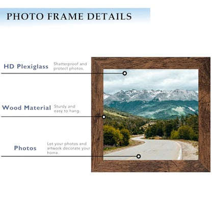5x5 Picture Frame Deep Brown for Wall Hanging or Tabletop, Wood 5 x 5 Frame Photo Frame for Wall Horizontally or Vertically, Deep Brown, 3 Pack - size: 5x5 inch