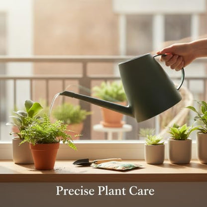 1.8L Long Spout Watering Can for Indoor Plants, Durable PP Plastic Pot Waterer with Precise Flow Control for Home Garden, Balcony & Windowsill - color: Green