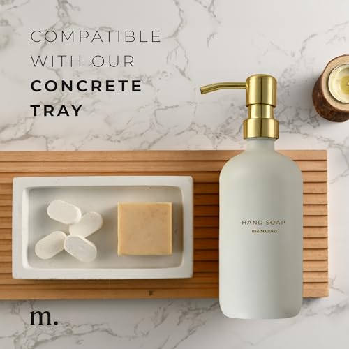 MaisoNovo Soap Dispenser 2-Piece Set | 16.9oz Clear Bottles with Gold Stainless Steel Pump Core - color: White/Gold