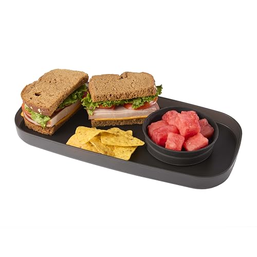 madesmart Dipware Appetizer Plate, Carbon | removable bowl, smooth finish, kits plate, sturdy, party snacks, woman owned - color: Translucent Carbon, size: Small