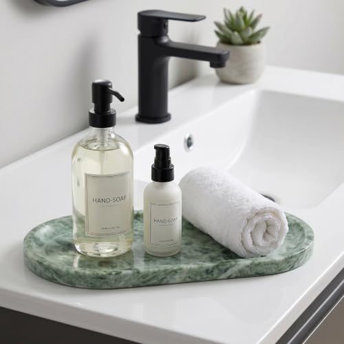 YKAJO Cloud Jade Oval Marble Tray, 11.8x5.9 Vanity Perfume Organizer Dish | Honed natural stone; jewelry & trinket dish, ring & key holder, soap & candle catchall; bath counter, dresser, coffee table - color: Cloud Jade, size: 11.8" x 5.9" x 0.6"