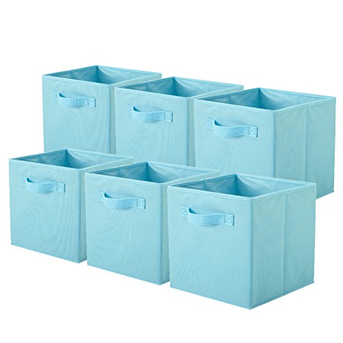 ShellKingdom Storage Bins, Foldable Fabric Storage Cubes And Cloth Storage | Storage Organizer For Closet And Toys, 10.5x10.5x11 INCH, 6 Pack (Light Blue) - color: Light Blue, size: 6