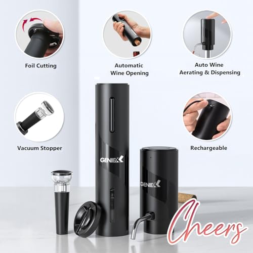 Electric Wine Set 4 | Automatic Wine Opener Dispenser Gift Set - Electric Corkscrew Opener & Auto Wine Dispenser | Ideal Housewarming Gifts